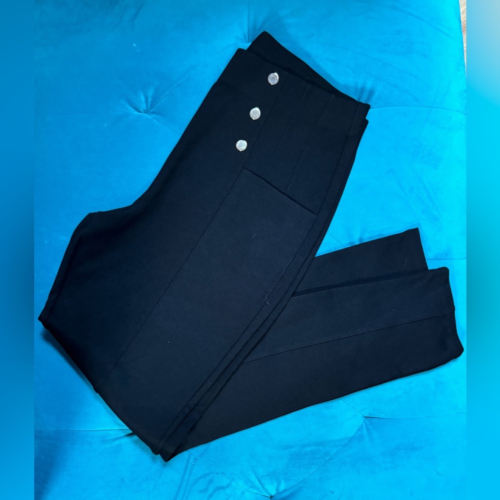 Zara black military equestrian style leggings pants Skinny Stretch - Picture 3 of 5